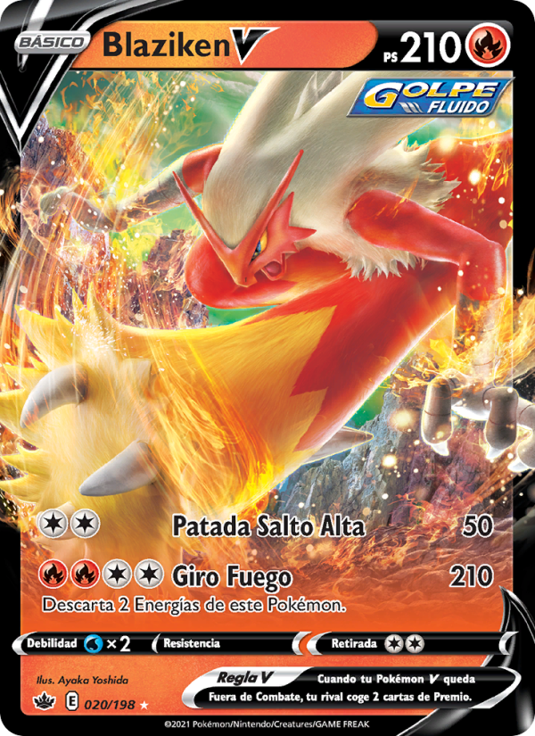 Blaziken V 20 — Reinado Escalofriante (Spanish Pokémon TCG card)