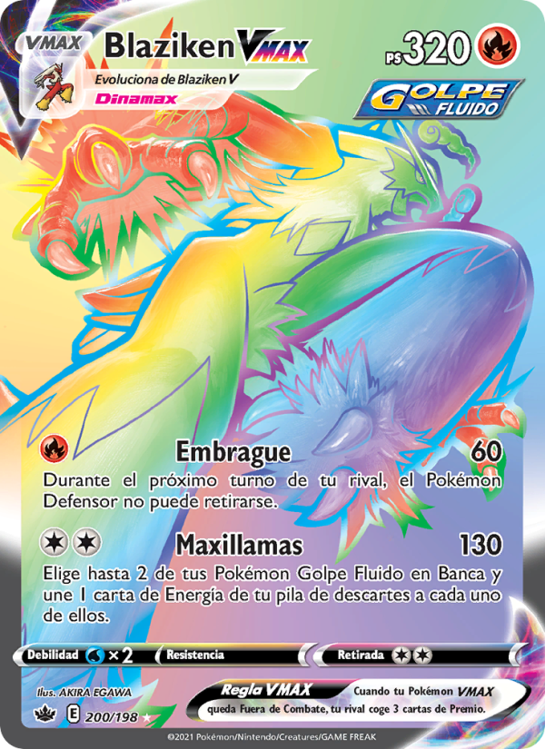 Blaziken VMAX 200 — Reinado Escalofriante (Spanish Pokémon TCG card)