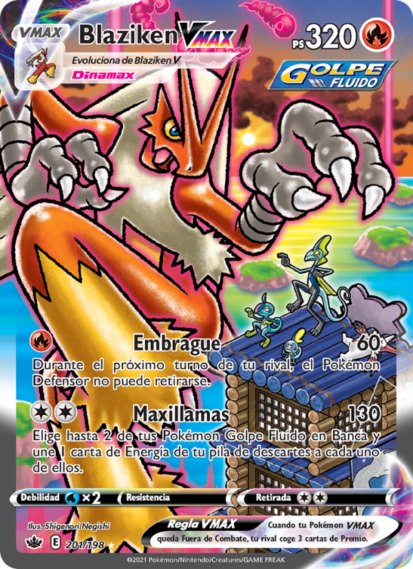Blaziken VMAX 201 — Reinado Escalofriante (Spanish Pokémon TCG card)