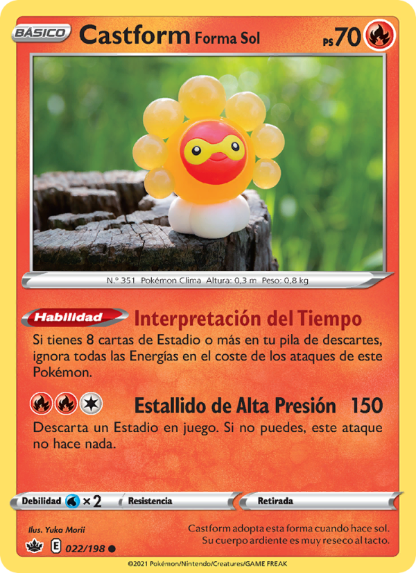 Castform Forma Sol 22 — Reinado Escalofriante (Spanish Pokémon TCG card)