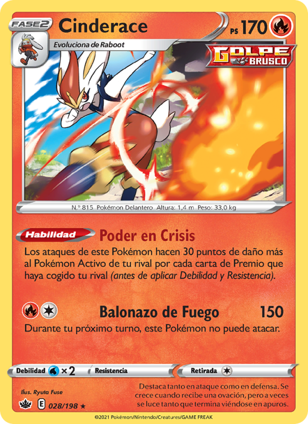 Cinderace 28 — Reinado Escalofriante (Spanish Pokémon TCG card)