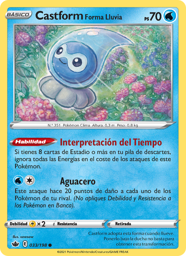 Castform Forma Lluvia 33 — Reinado Escalofriante (Spanish Pokémon TCG card)