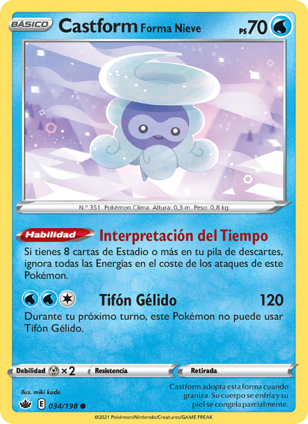 Castform Forma Nieve 34 — Reinado Escalofriante (Spanish Pokémon TCG card)