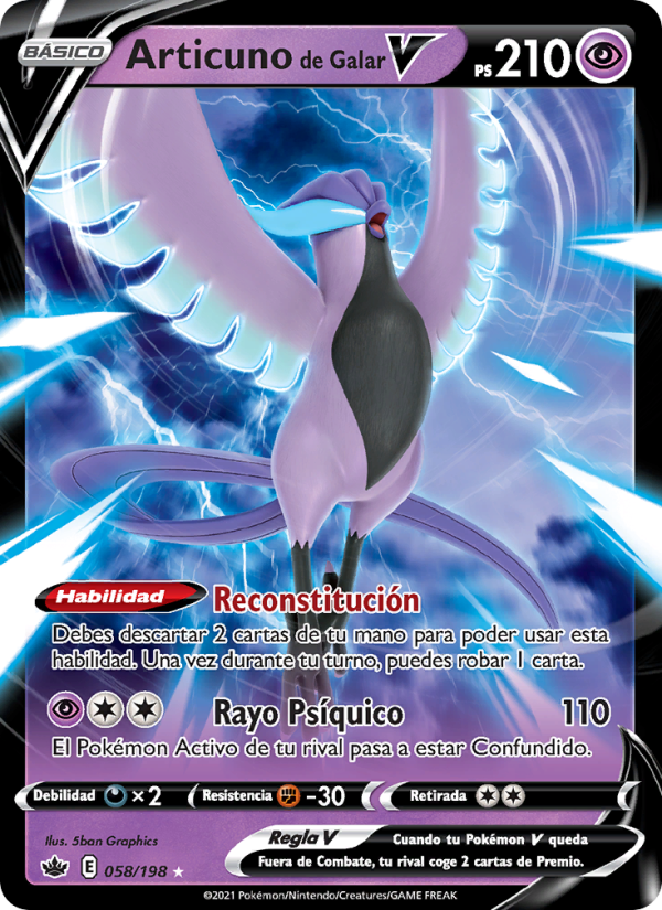 Articuno de Galar V 58 — Reinado Escalofriante (Spanish Pokémon TCG card)