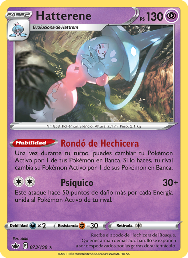 Hatterene 73 — Reinado Escalofriante (Spanish Pokémon TCG card)