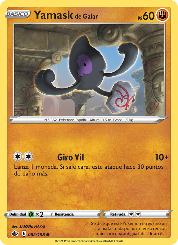 Yamask de Galar 82 — Reinado Escalofriante (Spanish Pokémon TCG card)