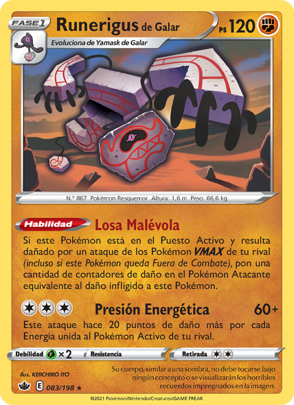 Runerigus de Galar 83 — Reinado Escalofriante (Spanish Pokémon TCG card)
