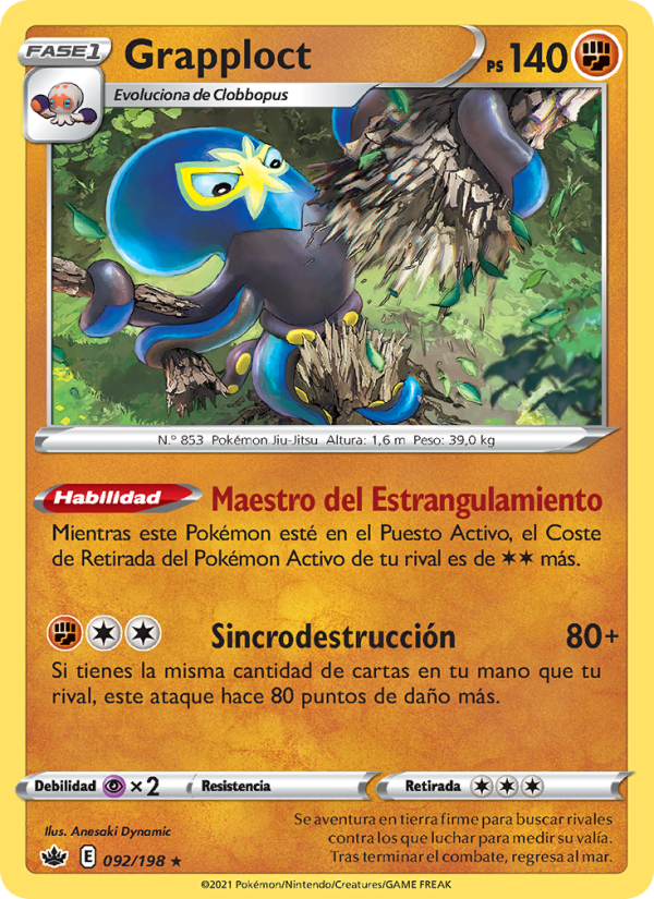 Grapploct 92 — Reinado Escalofriante (Spanish Pokémon TCG card)