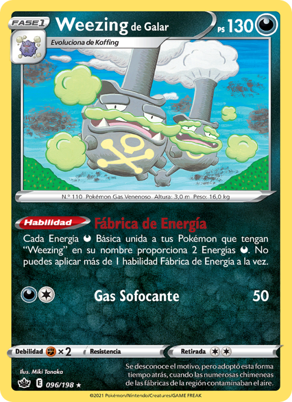 Weezing de Galar 96 — Reinado Escalofriante (Spanish Pokémon TCG card)