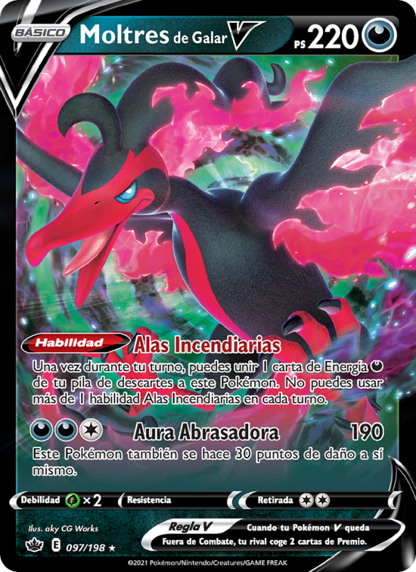 Moltres de Galar V 97 — Reinado Escalofriante (Spanish Pokémon TCG card)