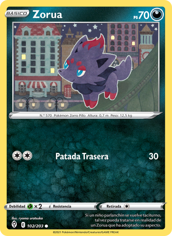 Zorua 102 — Cielos Evolutivos (Spanish Pokémon TCG card)