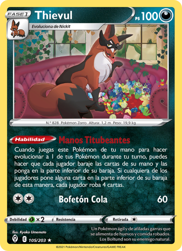 Thievul 105 — Cielos Evolutivos (Spanish Pokémon TCG card)