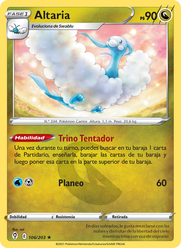 Altaria 106 — Cielos Evolutivos (Spanish Pokémon TCG card)