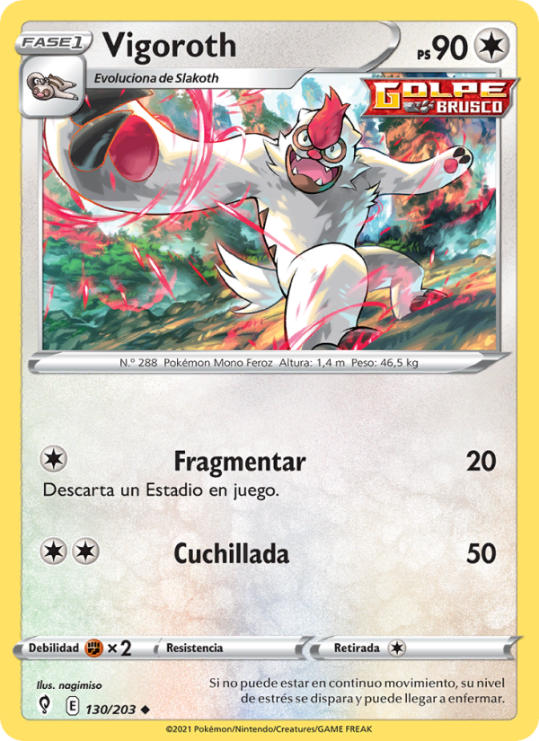 Vigoroth 130 — Cielos Evolutivos (Spanish Pokémon TCG card)