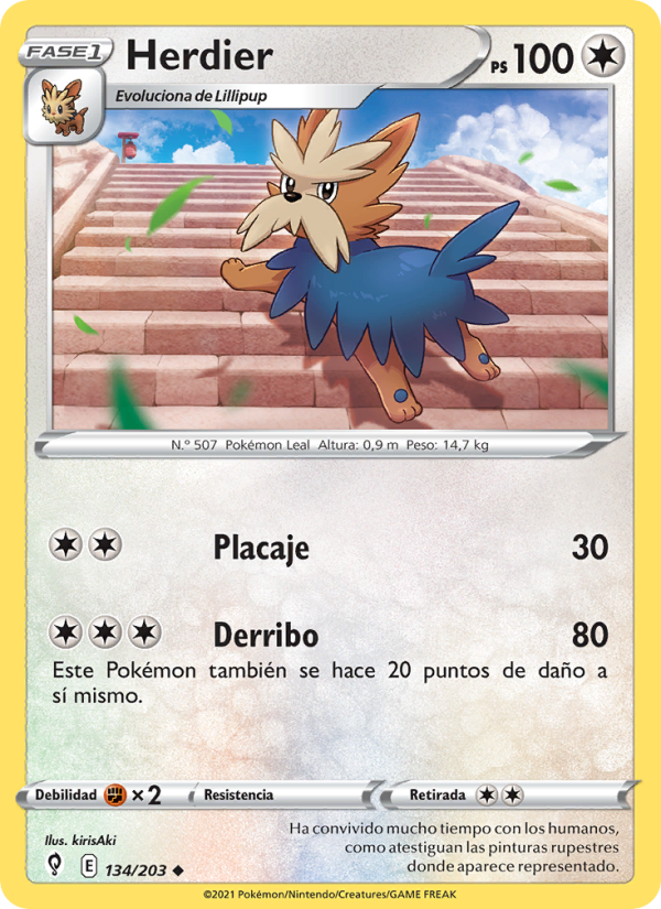 Herdier 134 — Cielos Evolutivos (Spanish Pokémon TCG card)