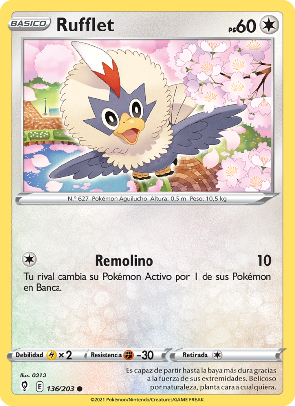 Rufflet 136 — Cielos Evolutivos (Spanish Pokémon TCG card)
