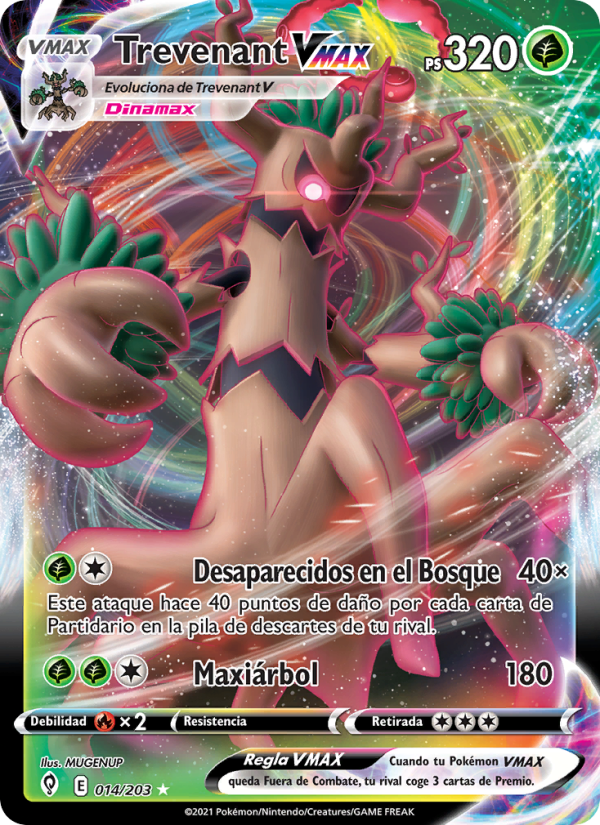 Trevenant VMAX 14 — Cielos Evolutivos (Spanish Pokémon TCG card)