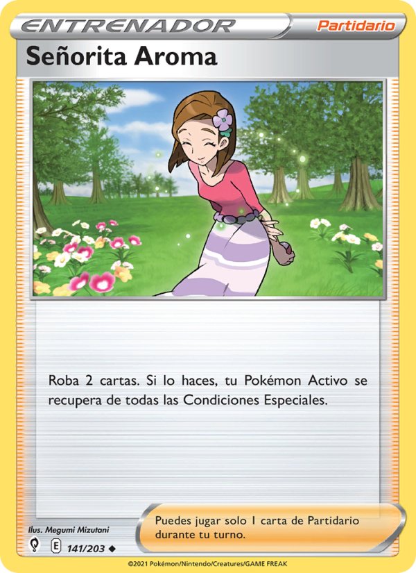 Señorita Aroma 141 — Cielos Evolutivos (Spanish Pokémon TCG card)