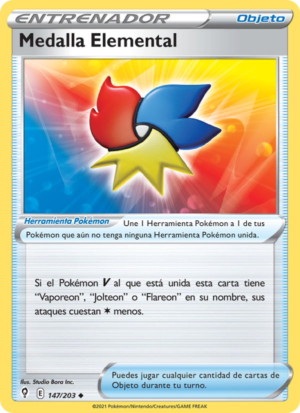 Medalla Elemental 147 — Cielos Evolutivos (Spanish Pokémon TCG card)