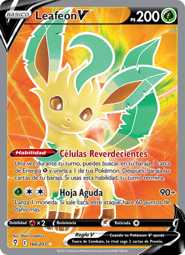 Leafeon V 166 — Cielos Evolutivos (Spanish Pokémon TCG card)