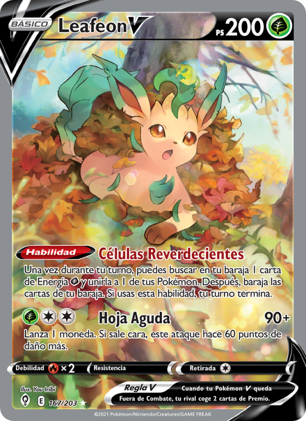 Leafeon V 167 — Cielos Evolutivos (Spanish Pokémon TCG card)