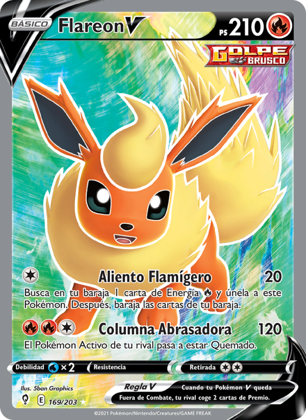 Flareon V 169 — Cielos Evolutivos (Spanish Pokémon TCG card)