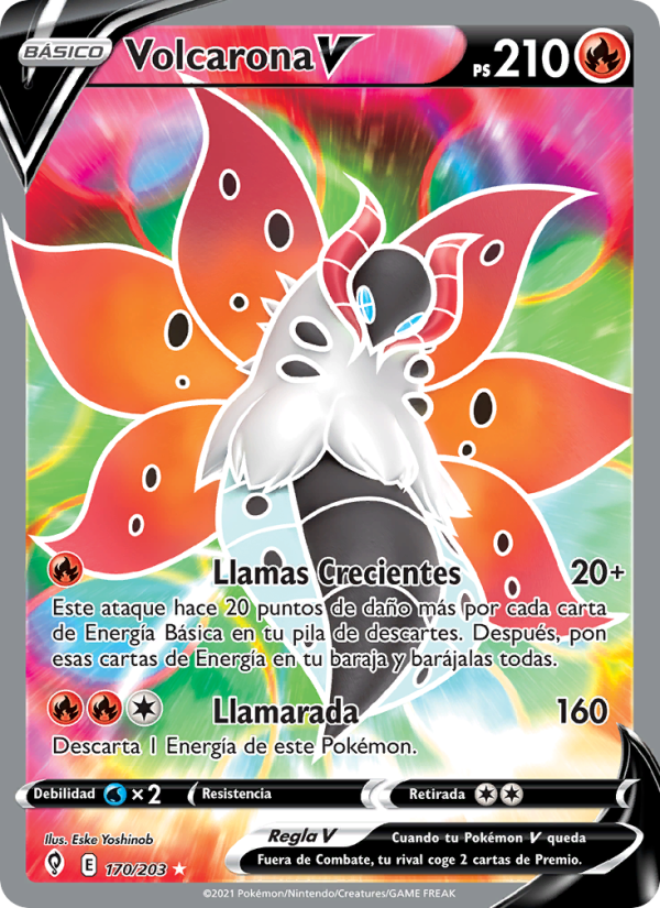 Volcarona V 170 — Cielos Evolutivos (Spanish Pokémon TCG card)