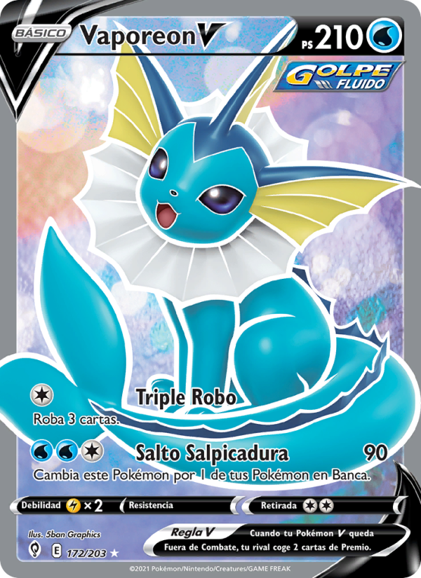 Vaporeon V 172 — Cielos Evolutivos (Spanish Pokémon TCG card)