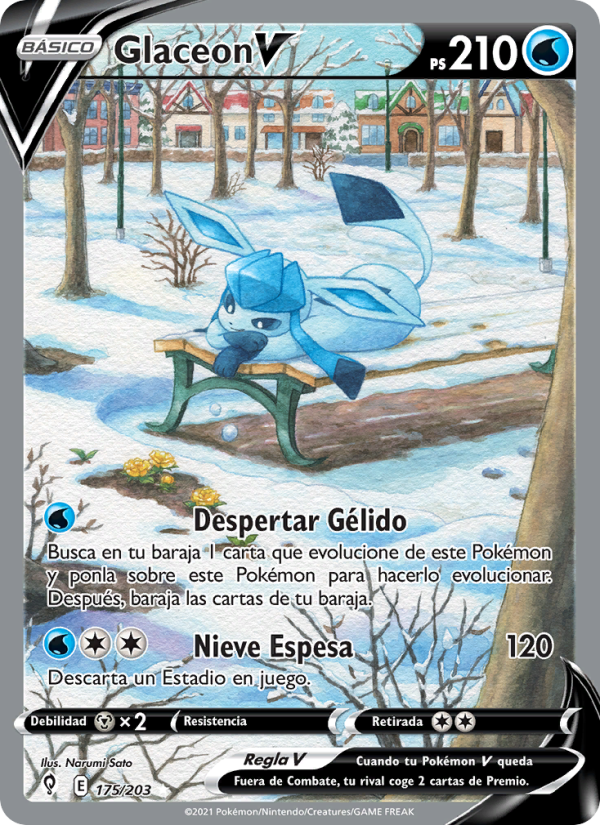 Glaceon V 175 — Cielos Evolutivos (Spanish Pokémon TCG card)