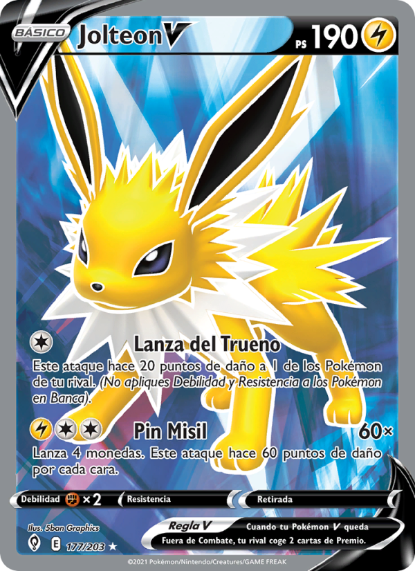 Jolteon V 177 — Cielos Evolutivos (Spanish Pokémon TCG card)