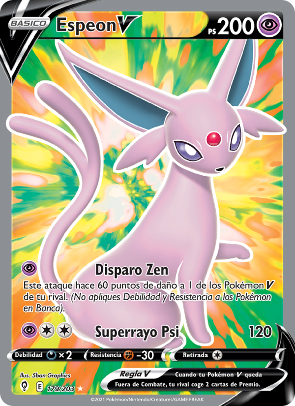 Espeon V 179 — Cielos Evolutivos (Spanish Pokémon TCG card)