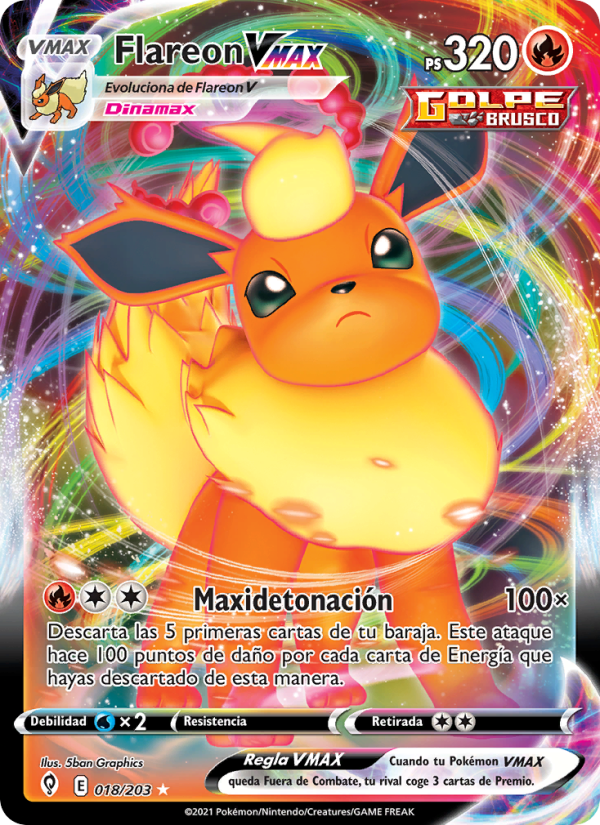 Flareon VMAX 18 — Cielos Evolutivos (Spanish Pokémon TCG card)