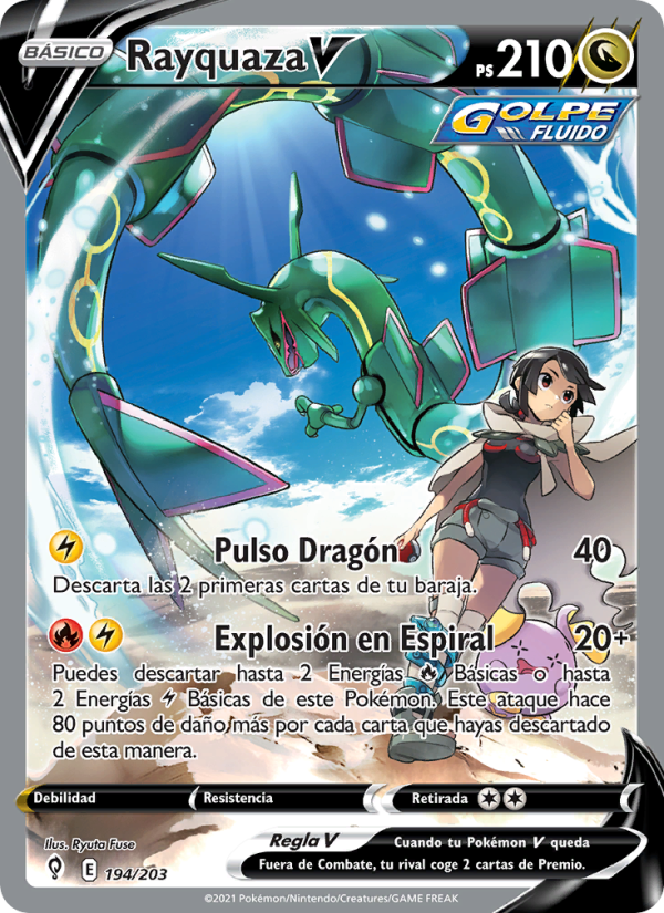 Rayquaza V 194 — Cielos Evolutivos (Spanish Pokémon TCG card)