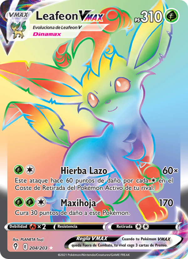 Leafeon VMAX 204 — Cielos Evolutivos (Spanish Pokémon TCG card)