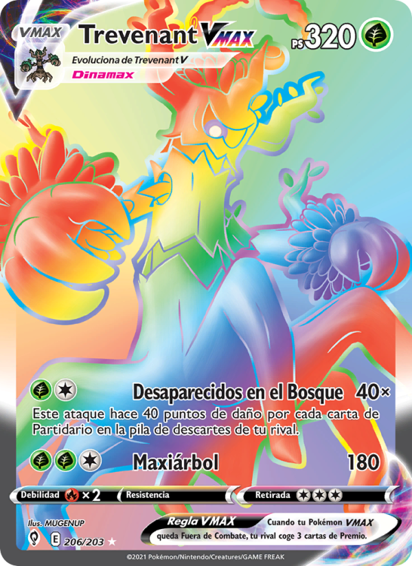 Trevenant VMAX 206 — Cielos Evolutivos (Spanish Pokémon TCG card)