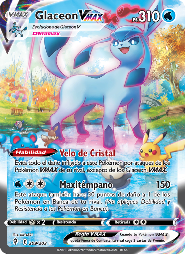 Glaceon VMAX 209 — Cielos Evolutivos (Spanish Pokémon TCG card)