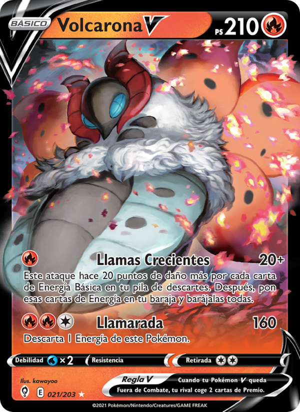 Volcarona V 21 — Cielos Evolutivos (Spanish Pokémon TCG card)