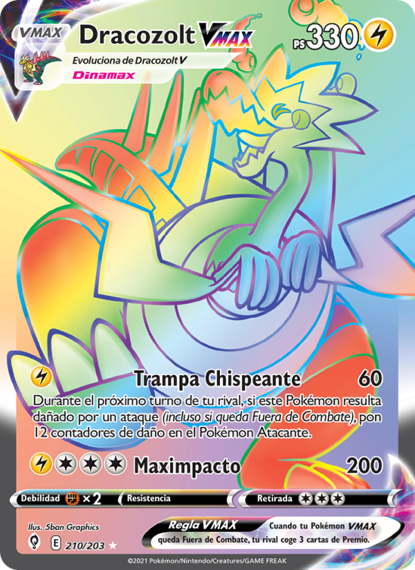 Dracozolt VMAX 210 — Cielos Evolutivos (Spanish Pokémon TCG card)