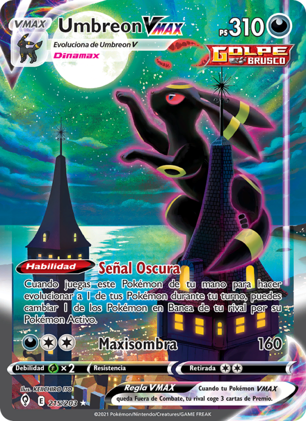 Umbreon VMAX 215 — Cielos Evolutivos (Spanish Pokémon TCG card)