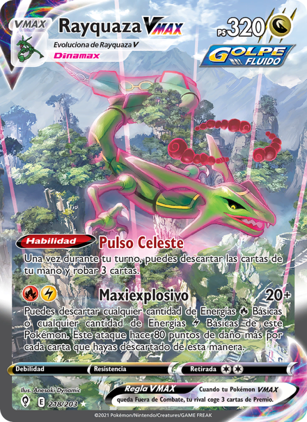 Rayquaza VMAX 218 — Cielos Evolutivos (Spanish Pokémon TCG card)