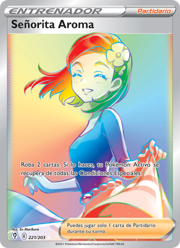 Señorita Aroma 221 — Cielos Evolutivos (Spanish Pokémon TCG card)
