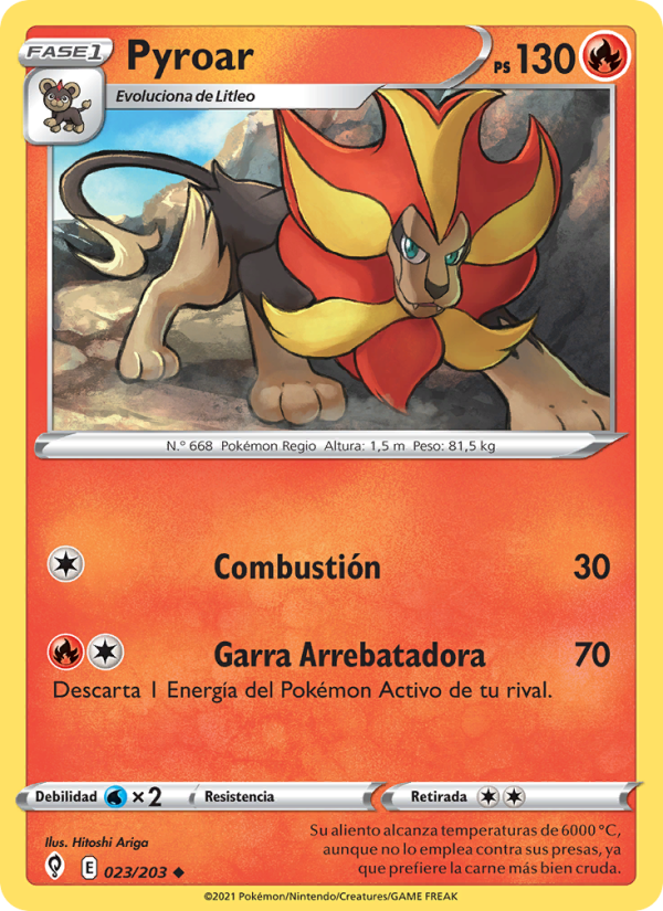 Pyroar 23 — Cielos Evolutivos (Spanish Pokémon TCG card)