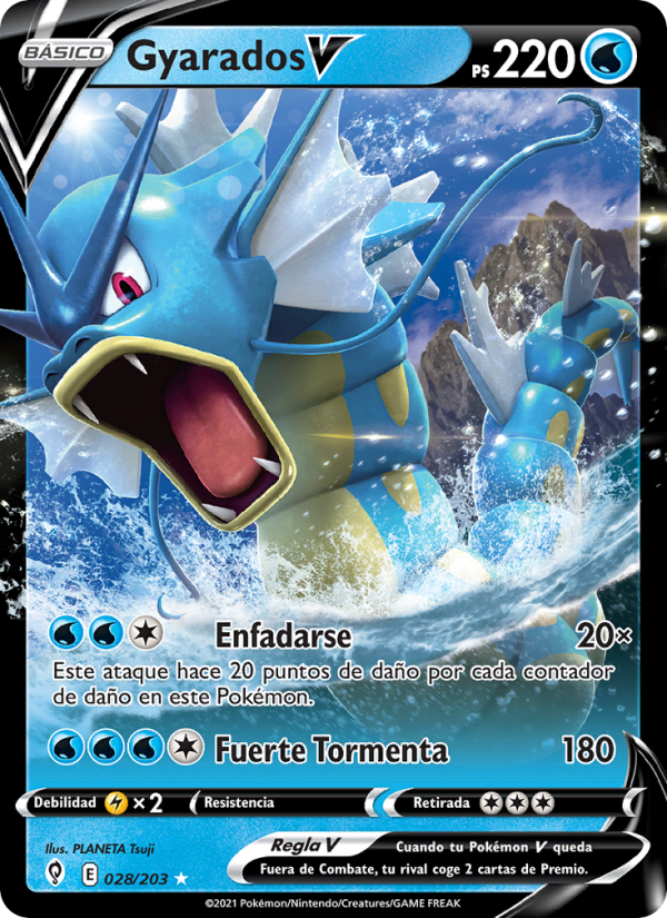 Gyarados V 28 — Cielos Evolutivos (Spanish Pokémon TCG card)