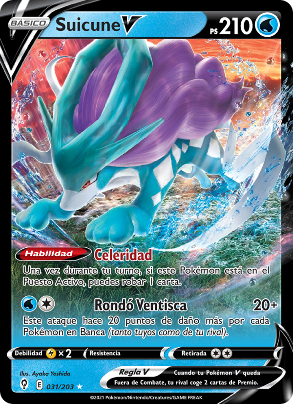 Suicune V 31 — Cielos Evolutivos (Spanish Pokémon TCG card)
