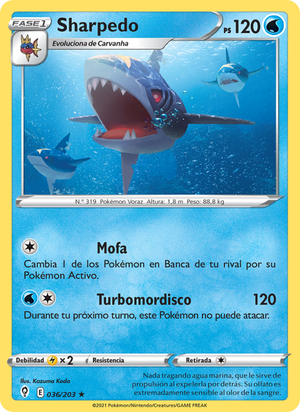 Sharpedo 36 — Cielos Evolutivos (Spanish Pokémon TCG card)