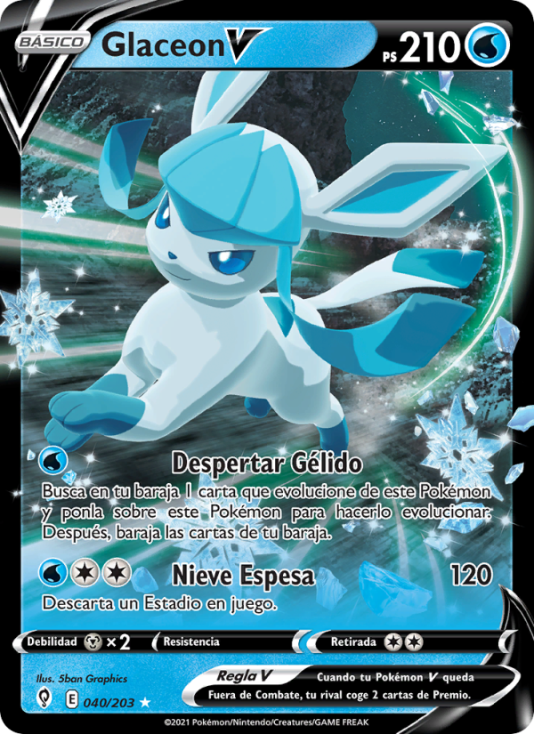 Glaceon V 40 — Cielos Evolutivos (Spanish Pokémon TCG card)
