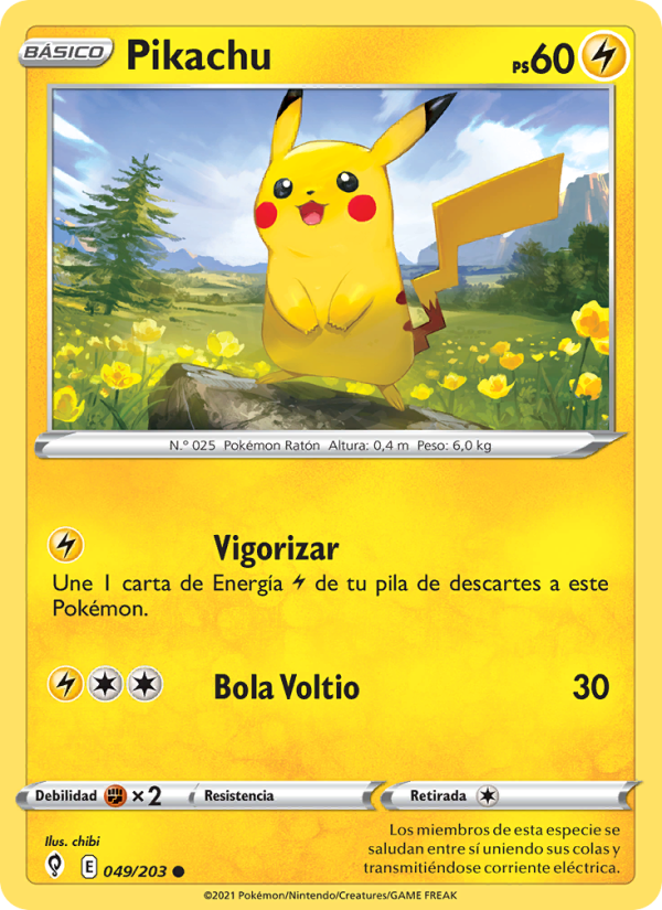 Pikachu 49 — Cielos Evolutivos (Spanish Pokémon TCG card)