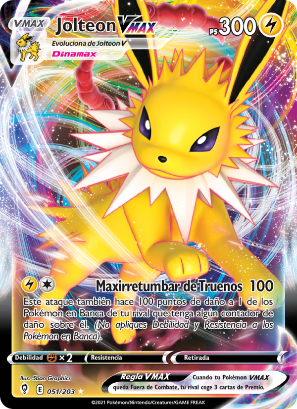 Jolteon VMAX 51 — Cielos Evolutivos (Spanish Pokémon TCG card)