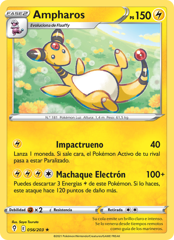 Ampharos 56 — Cielos Evolutivos (Spanish Pokémon TCG card)