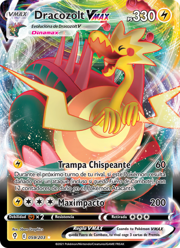Dracozolt VMAX 59 — Cielos Evolutivos (Spanish Pokémon TCG card)